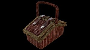 3D wooden basket rigged model