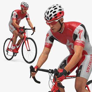 3D Cyclist on Bicycle Moderate Ride Animated Rigged For Maya