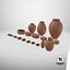 3D Clay Pottery Clean - Clay pot Bundle model