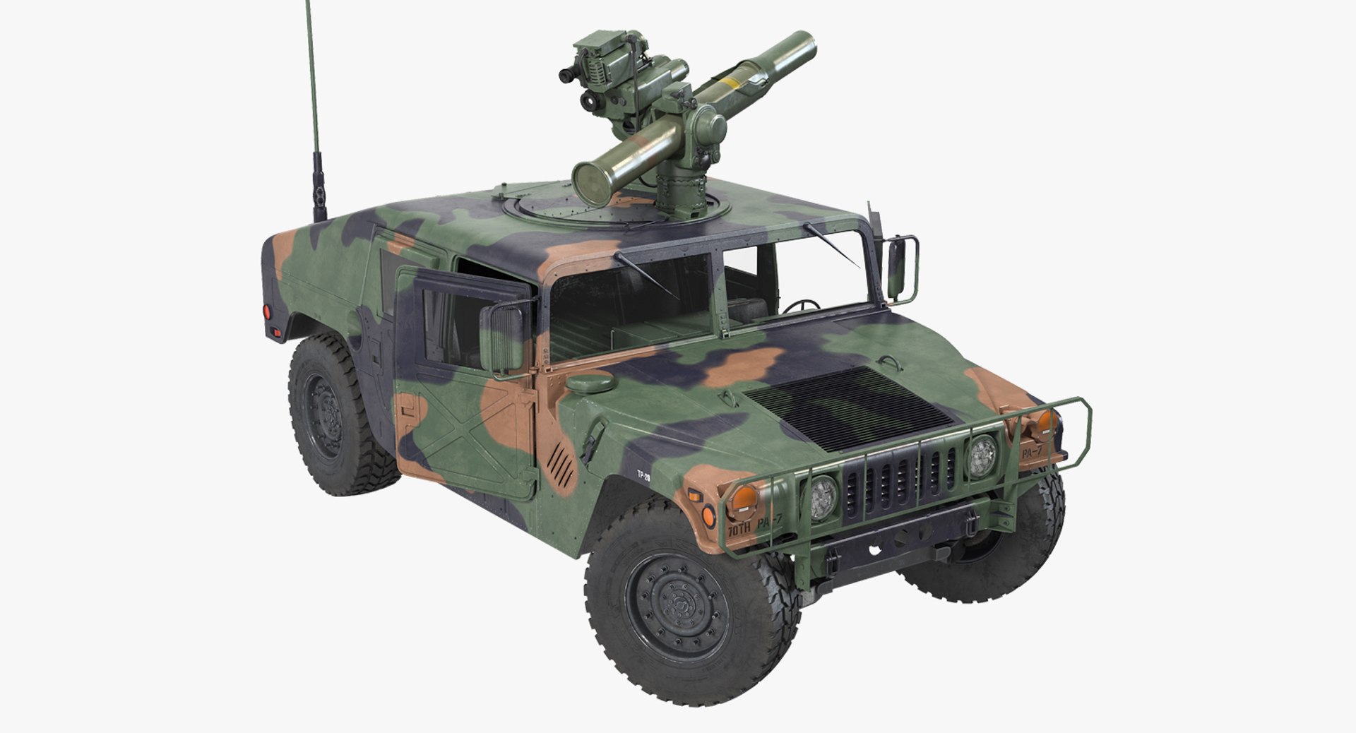 HMMWV TOW Missile Carrier M966 Camo Rigged 3D Model 3D model preview