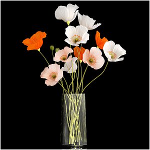 Bouquet Of Wildflowers In A Glass Vase With Poppy 403