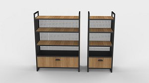 wood shelving unit 02 3D model