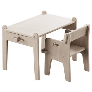 3D 353 CH410 Peters chair and CH411 Peters table by Carl Hansen  Son model