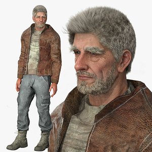 Realistic Rigged Old Worker Man-Danny Character 3D Model