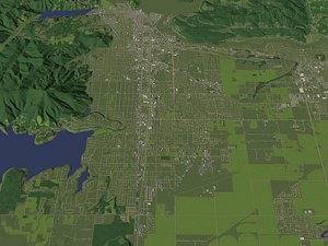 3D model Coeur d Alene Idaho USA in 20 km x 20 km - city and urban
