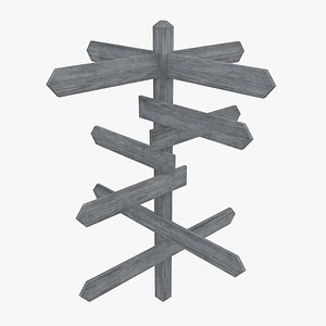 Modular Customizable Old Wooden Road Sign model