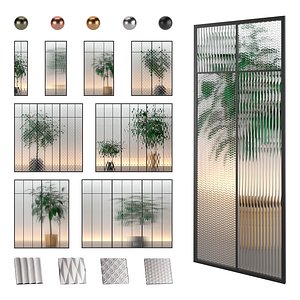 Glass Partition Set 03 3D