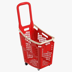 Shop supermarket basket trolley plastik red 3D