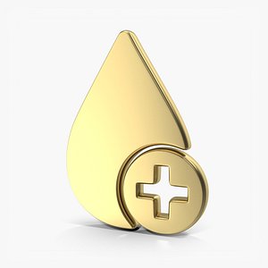 3D Blood drop shield with a check mark Symbol Gold model