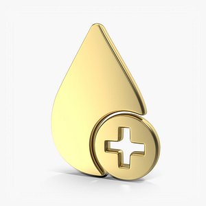 Blood Drop Shield with Check Mark Symbol Gold