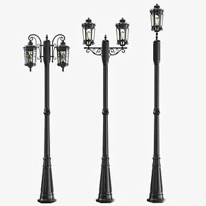Detailed Classic Street Lights 3D