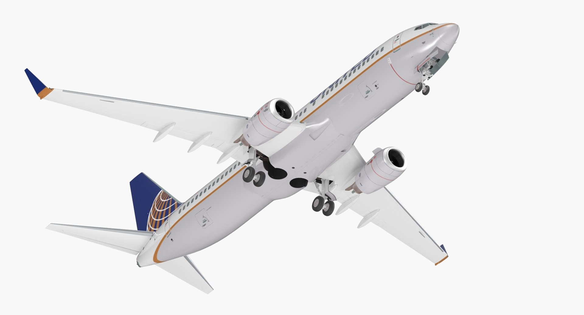 Boeing 737-800 United Airlines Rigged 3D Model 3D model preview