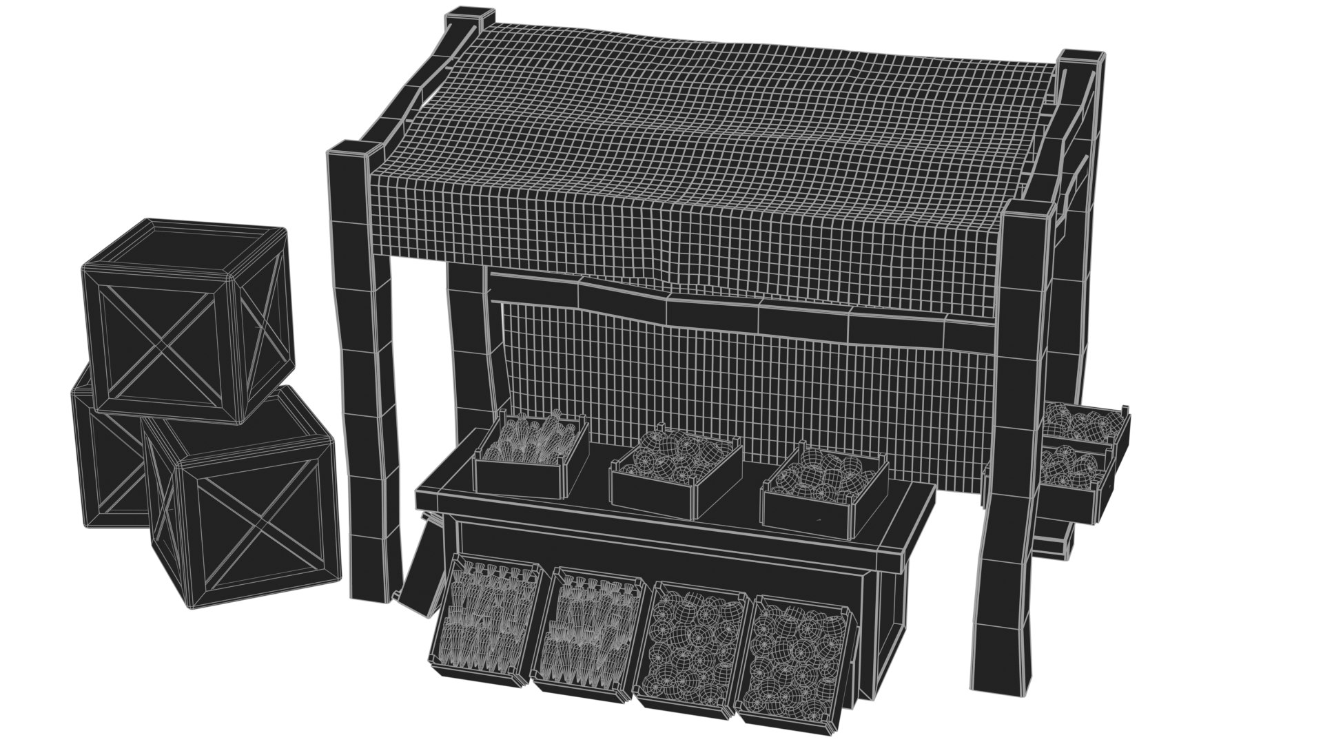 Medieval Market Stall 3D https://p.turbosquid.com/ts-thumb/OG/us1WxB/Bw/wireframe/png/1674135303/1920x1080/fit_q87/ce55990f94808060e8a003025ccbcaa61ca26ba1/wireframe.jpg