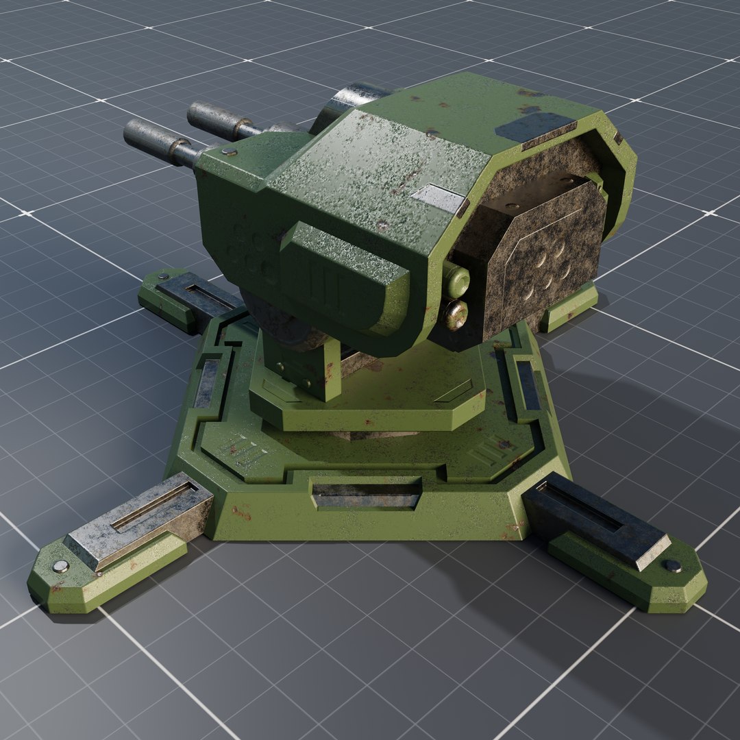 Free Free Sci-fi Game-Ready Turret Model - Low Poly Asset For Games 3D ...