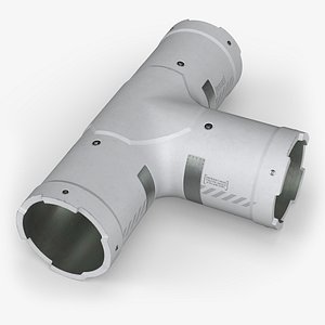 3D Sci-Fi Tee Junction Pipe White model