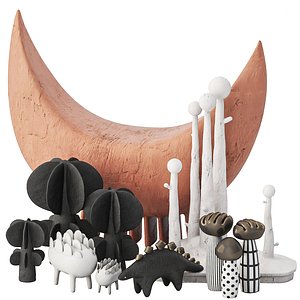 Decor Set Clay flora 3D model