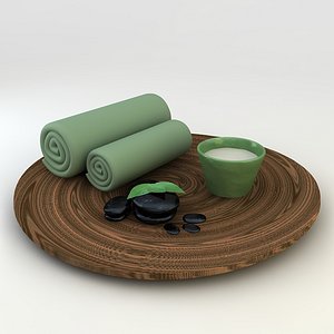 3D Model Massage Spa Stone Oil Towel Set