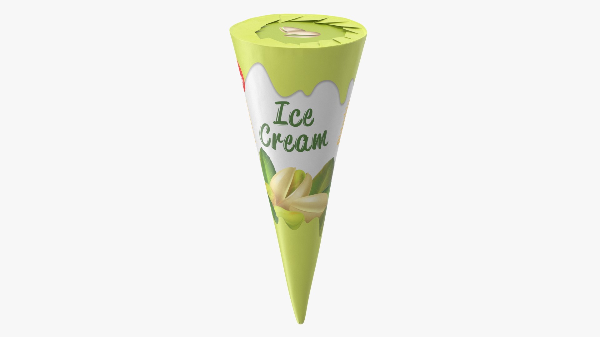 Cone Ice Cream Package Mockup Pistachio 3D model preview
