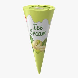Cone Ice Cream Package Mockup Pistachio 3D model