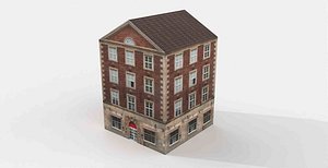 Low-poly Classic European Brick Building