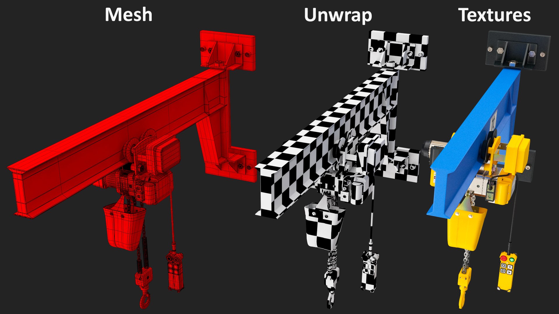 3D Beam Trolley Mounted Electric Chain Hoist 1T model https://p.turbosquid.com/ts-thumb/OH/hJ1P6m/et/beamtrolleymountedelectricchainhoist1tmb3dmodel024/jpg/1618886537/1920x1080/fit_q87/4f2d8ea1c6bf0ba33146f32d9aec2626c32383e5/beamtrolleymountedelectricchainhoist1tmb3dmodel024.jpg