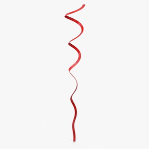 3D Red Curly Ribbon model