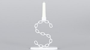 Alphabet S White Chain Candleholder 3D Model True PBR Renders Zero Cleanup UVs 4K PBR Textures 3D model