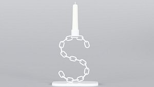 Alphabet S White Chain Candleholder 3D Model True PBR Renders Zero Cleanup UVs 4K PBR Textures