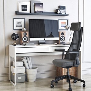 office table chair shelf 3D model