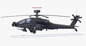 AH64E Apache Longbow Helicopter Gray 2 In 1 Rigged