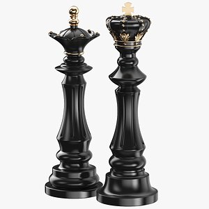 Detailed King And Queen Chess Black