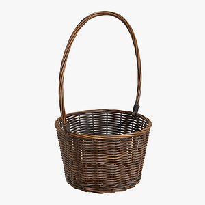 3D wicker basket brown model