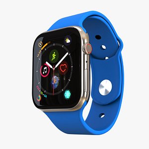 Apple Watch Series 4 44mm Stainless Steel Case - Blue 3D