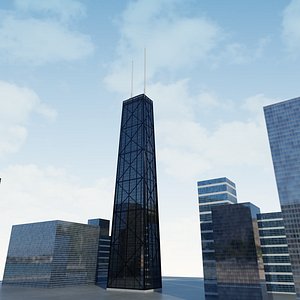 John Hancock Center 875 North Michigan Avenue Low Poly 3D Model