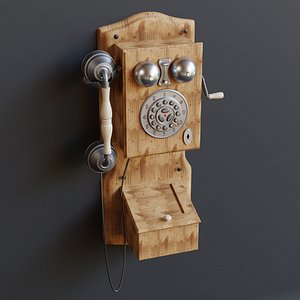 antique wall telephone 3D model