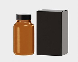 Medicine bottle and box 3D