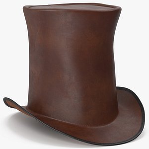 Leather Top Hat Brown v 3 3D model