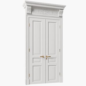 Classic door wood white double swing