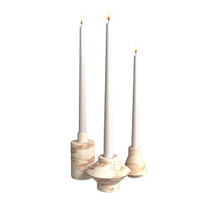 3D Crate and Barrel Isola Red Marble Taper Holder  Set of 3 model