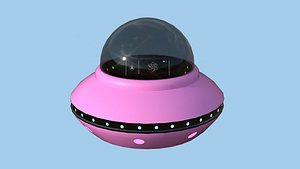 3D Cartoon UFO A7 - SciFi Flying Saucer - Pink model