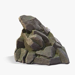 3D model Stylized Gray Stone moss 1