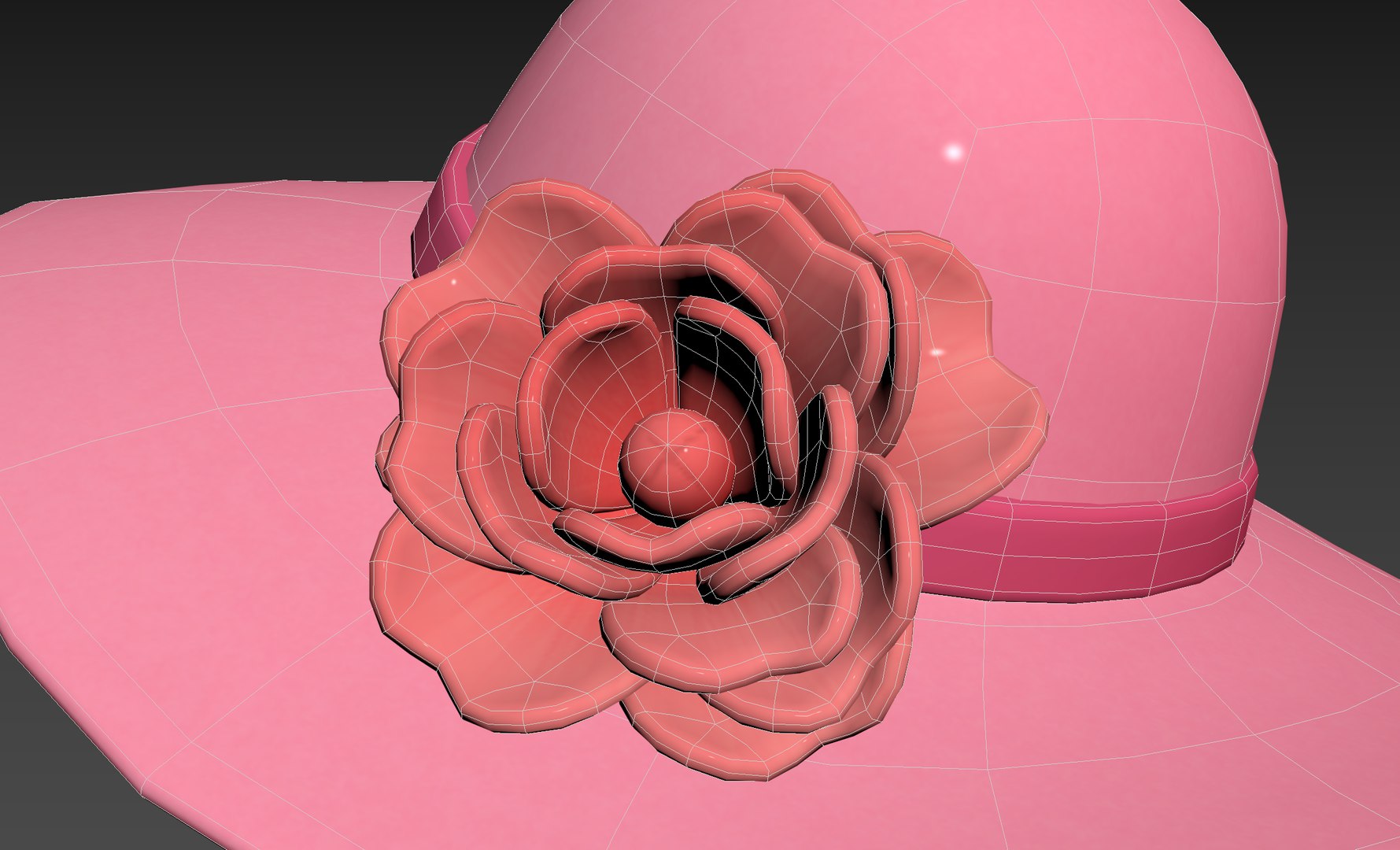 3D Pink Flower Hat model - TurboSquid 1773501