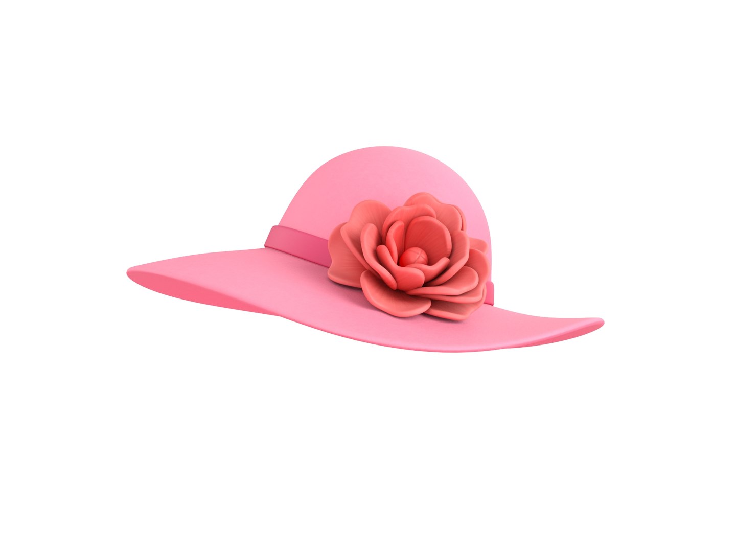 3D Pink Flower Hat model - TurboSquid 1773501