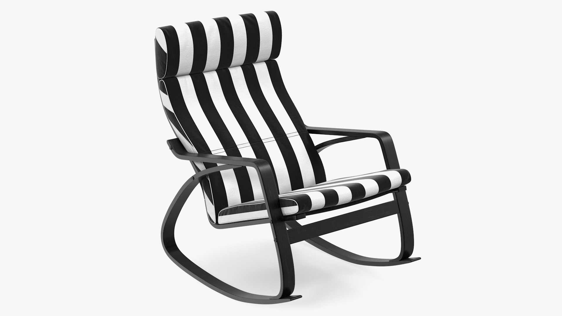 Rocking Chair Black and White 3D model preview