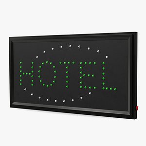 3D model Green Hotel LED Neon Sign OFF