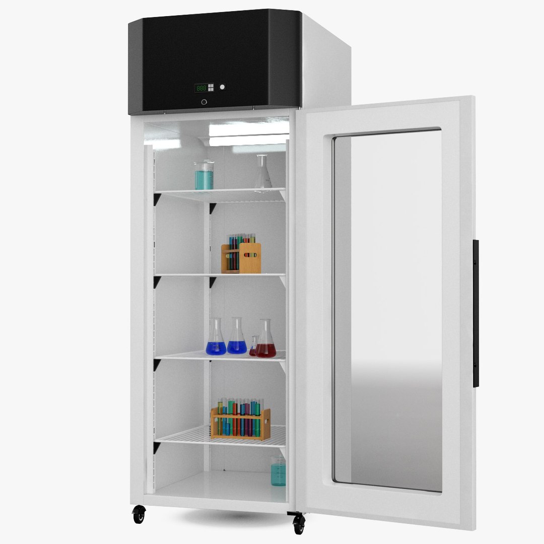 Cooled Lab Incubator 570L with Test Tubes 3D model preview
