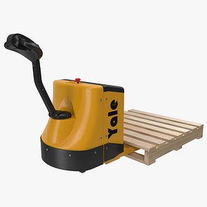Powered Pallet Jack and Wooden Pallet 3D Model