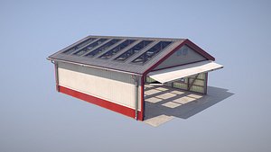 Airfield Hangar 12m Vr2 RED 3D model