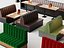 Combinaison de banquettes multicolores pour restaurant moderne