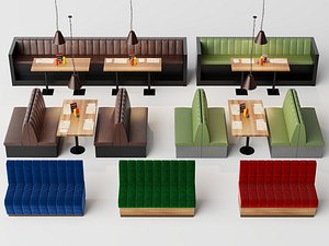 Modern Restaurant Multi  Color Booth Seating Combination model